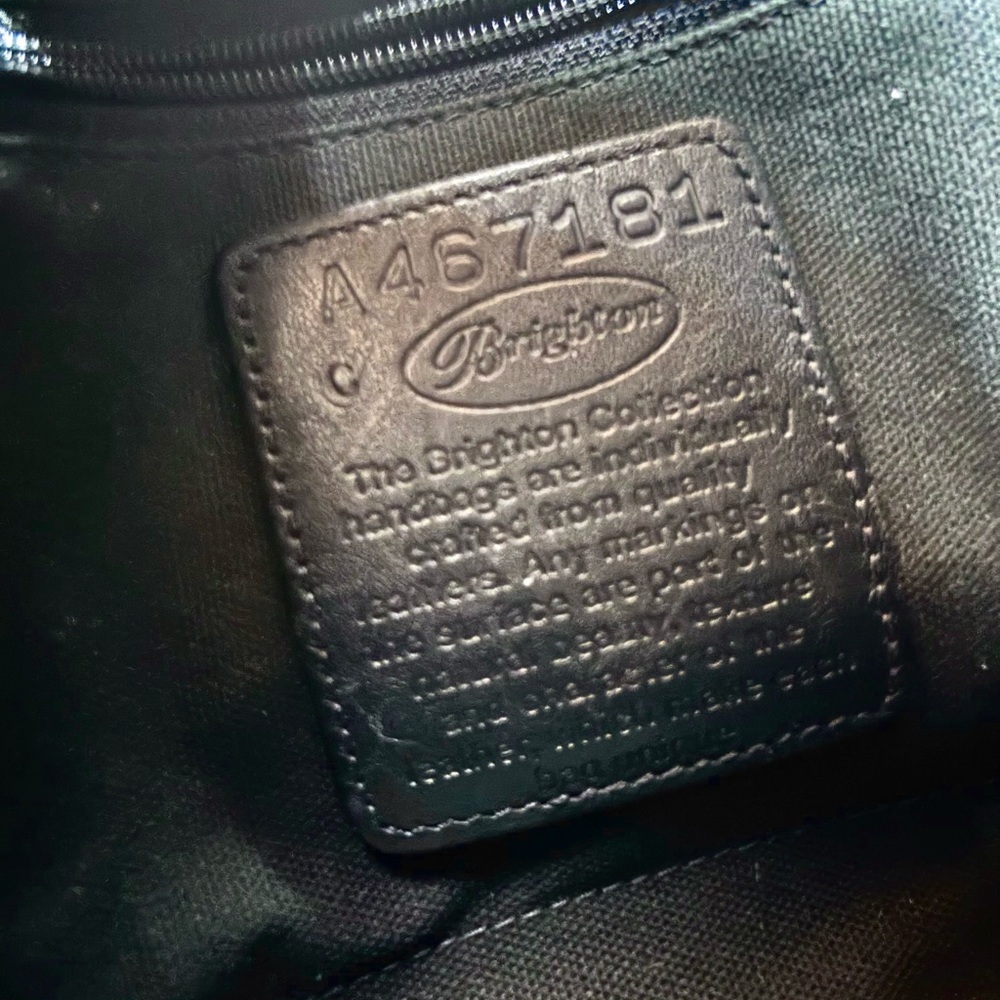 BRIGHTON Black & Brown Leather Satchel w/Silver Filigree - Picture 8 of 8